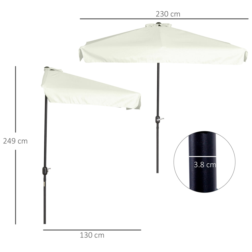 Ombrellone Semicircolare da Parete ¨C zephmum ¨C Crema 250x230 cm