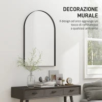 Specchio da Bagno ad Arco in Lega di Alluminio e Vetro 60x90 cm per Camera e Soggiorno, Nero