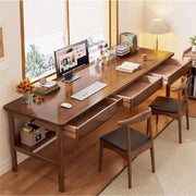 Scrivania da 160cm con 3 cassetti - Scrivania in legno massello - Scrivania semplice - Grande tavolo per PC per casa e ufficio - Semplice da montare - 160 x 60 x 75 cm - Noce
