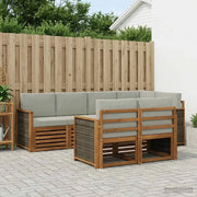 Set divano sezionale con cuscino 6 pcs Naturale e Grigio Chiaro 3384467