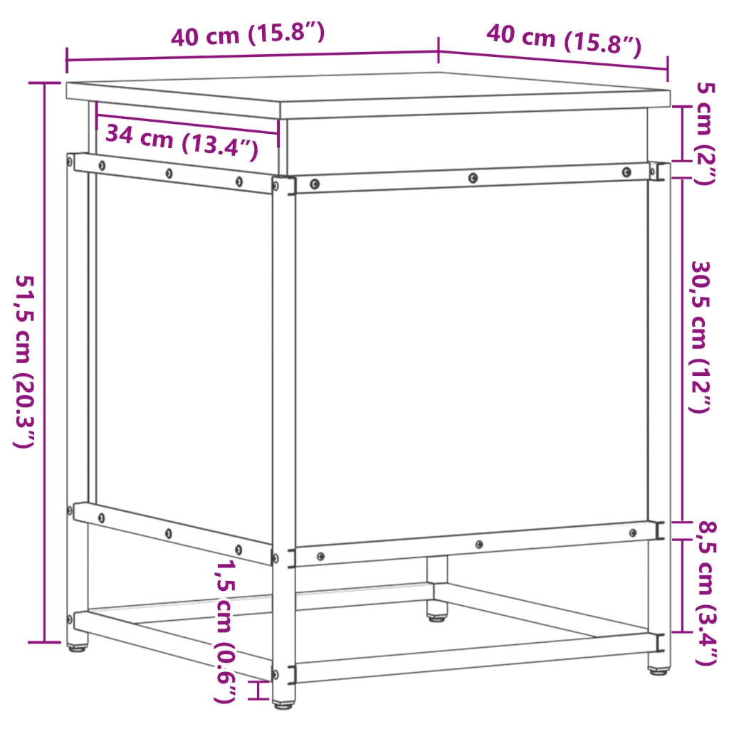 Contenitore con Coperchio Rovere Fumo 40x40x51,5cm Truciolato 848791