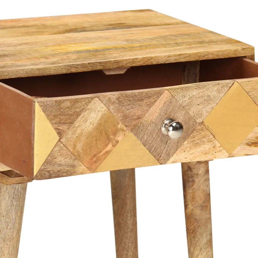 Comodino-Tavolino da notte 40x30x58 cm in Legno Massello di Mango 793429
