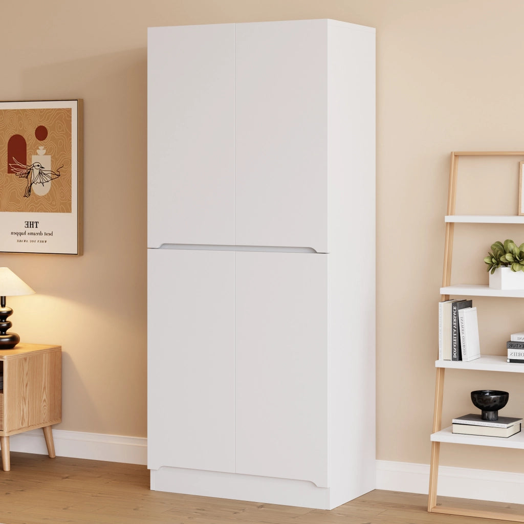 Armadio con doppia anta e vano inferiore per camera da letto in legno e metallo bianco 70 × 40 × 170 cm