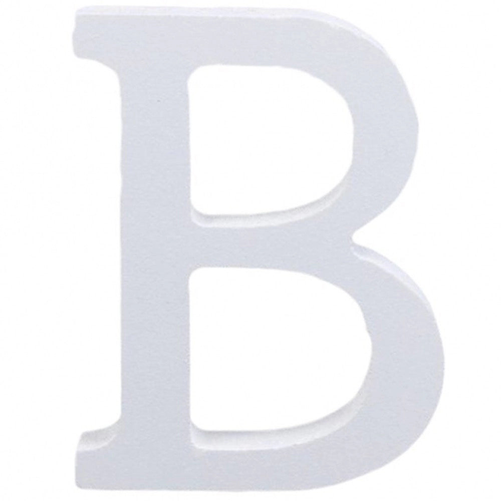 Trade Shop - Lettera B In Legno Bianco 11cm Decorazione Confettata Matrimoni Compleanno Promessa -