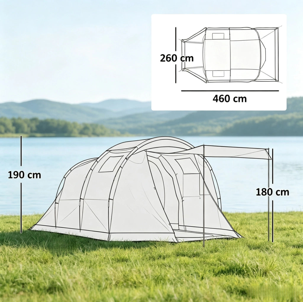 Tenda tunnel da campeggio 3-4 posti impermeabile 3000 mm; doppio tetto; blu