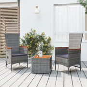 Set Mobili Giardino 3pz Grigio Polyrattan Legno Massello Acacia 3157653