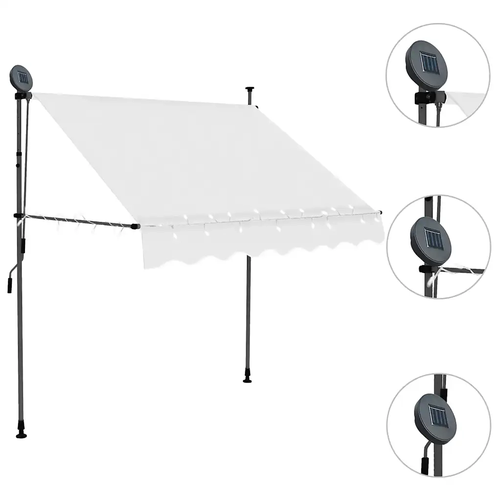 Tenda da Sole Retrattile Manuale con LED 200 cm Crema cod mxl 19739