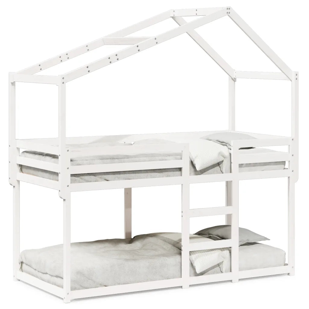 Letto singolo | Letto per adulti | Letto a Castello senza Materasso Bianco 90x190cm Massello Pino
