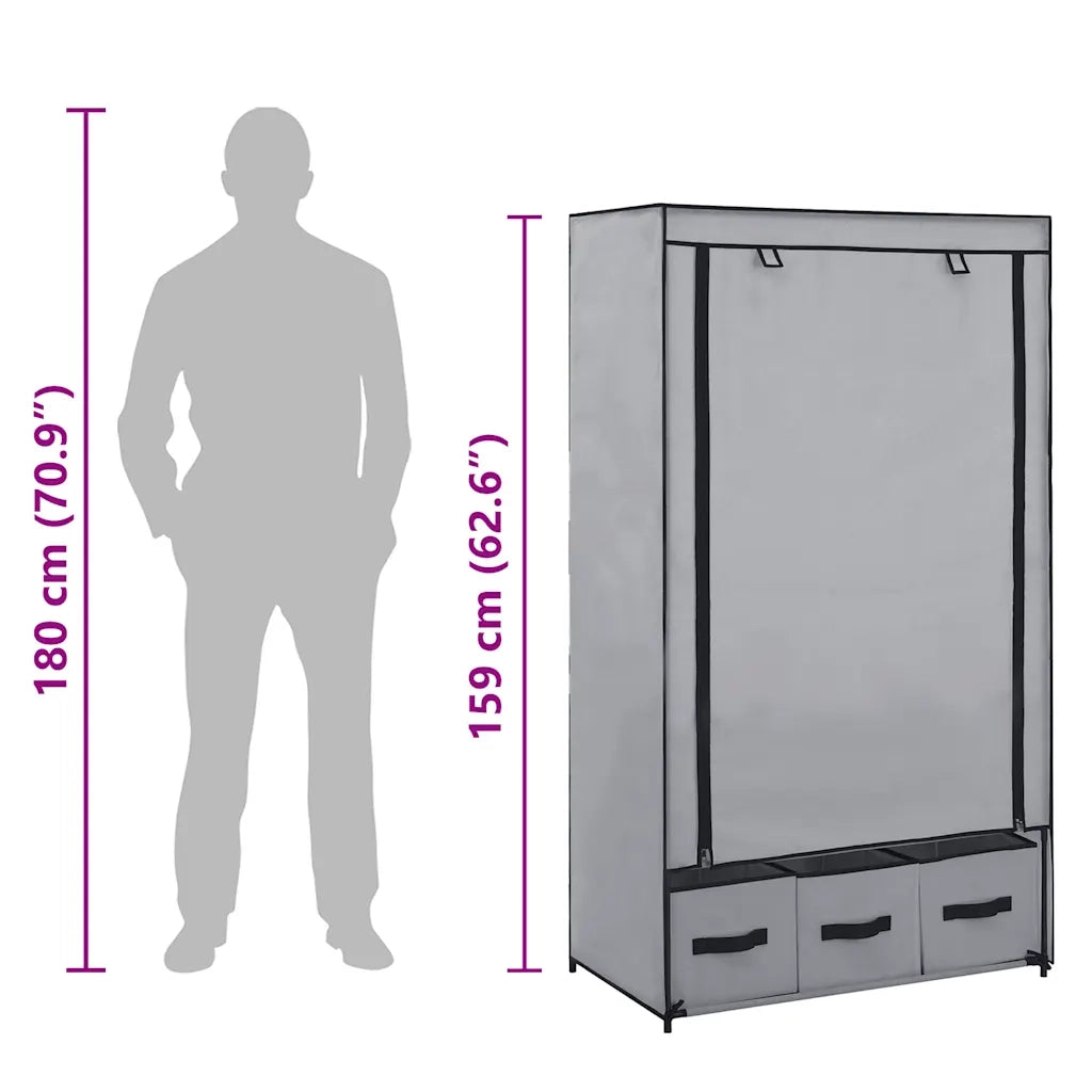 Armadio Grigio 87x49x159 cm in Tessuto 282460
