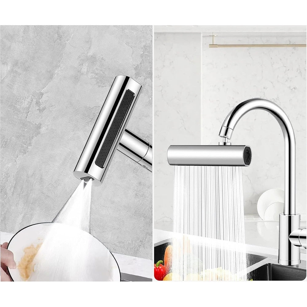 Trade Shop - Aeratore Per Rubinetto 4 In 1 Lavello Estensione Cascata Per Cucina Bagno Argento -