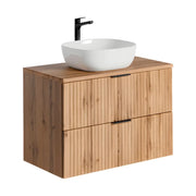 Set da bagno NOXERA 80 cm – Rovere wotan – Mobile sottolavabo con piano per lavabo e lavabo