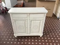 Madia credenza in legno bianco invecchiato e decori l.104 p.43 h.98 - Mobili 2G