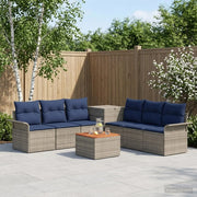 Set di divani 8 pz Grigio e Blu Navy Rattan sintetico e Acciaio 3448011