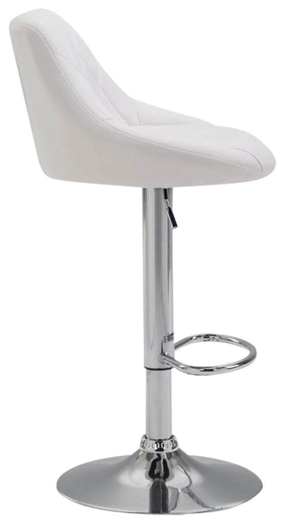 Sgabello Lazio in similpelle bianco,cromo