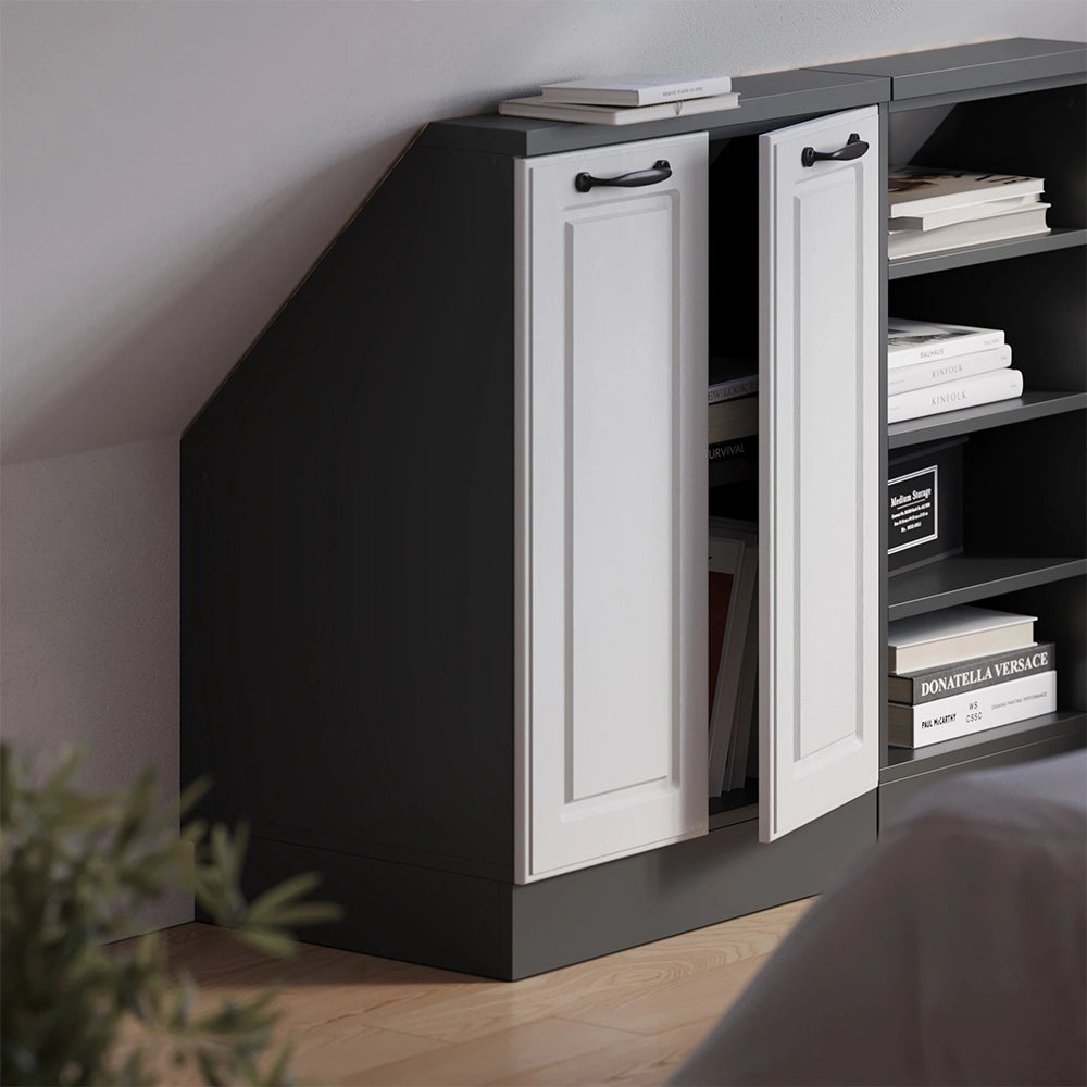 Mobile sottotetto Rion Bianco rustico/Antracite con 2 porte Vicco