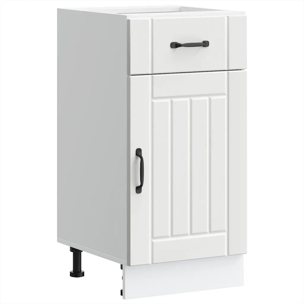 Mobile da cucina dal design moderno dimensioni 40 x 46 x 81,5 cm ampio spazio contenitivo finitura liscia in legno composito bianco 02_0050062