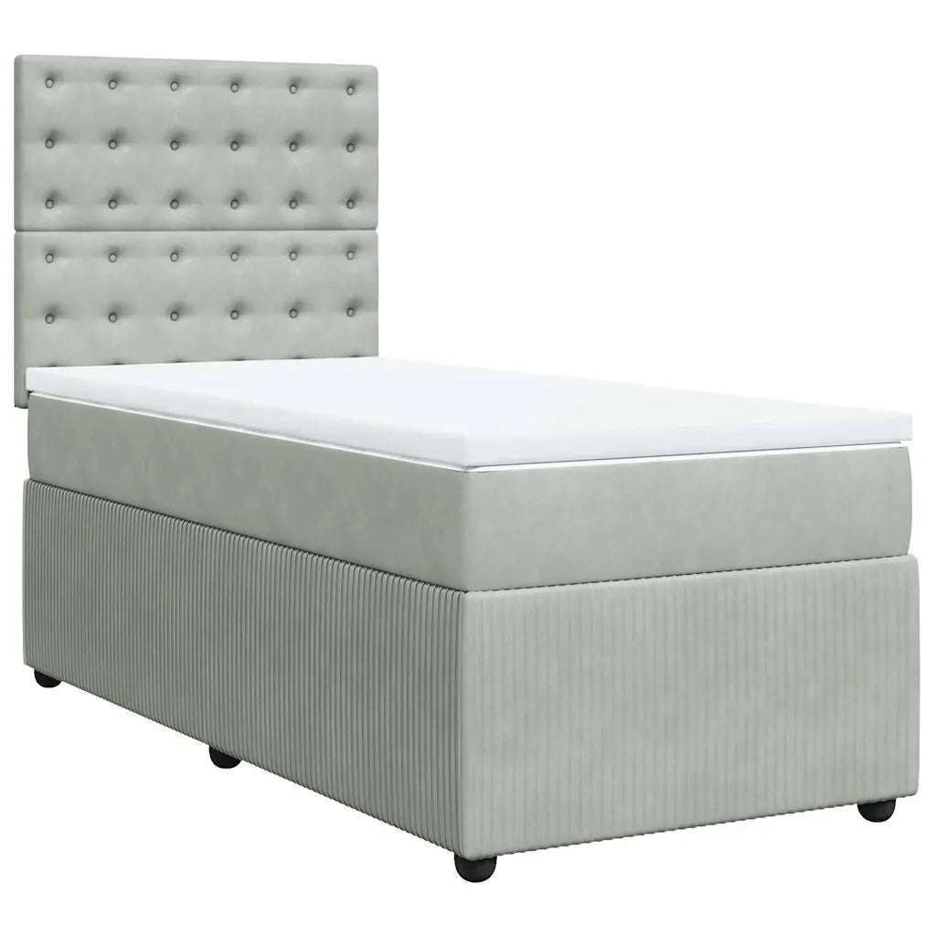Giroletto a Molle con Materasso Grigio Chiaro 90x200 cm Velluto