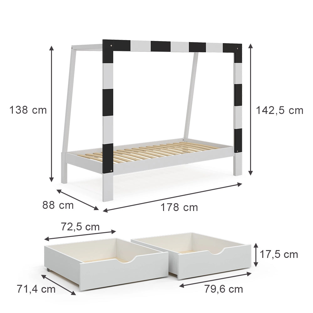 Vitalispa Letto per bambini Bianco 80x160 cm con cassetto