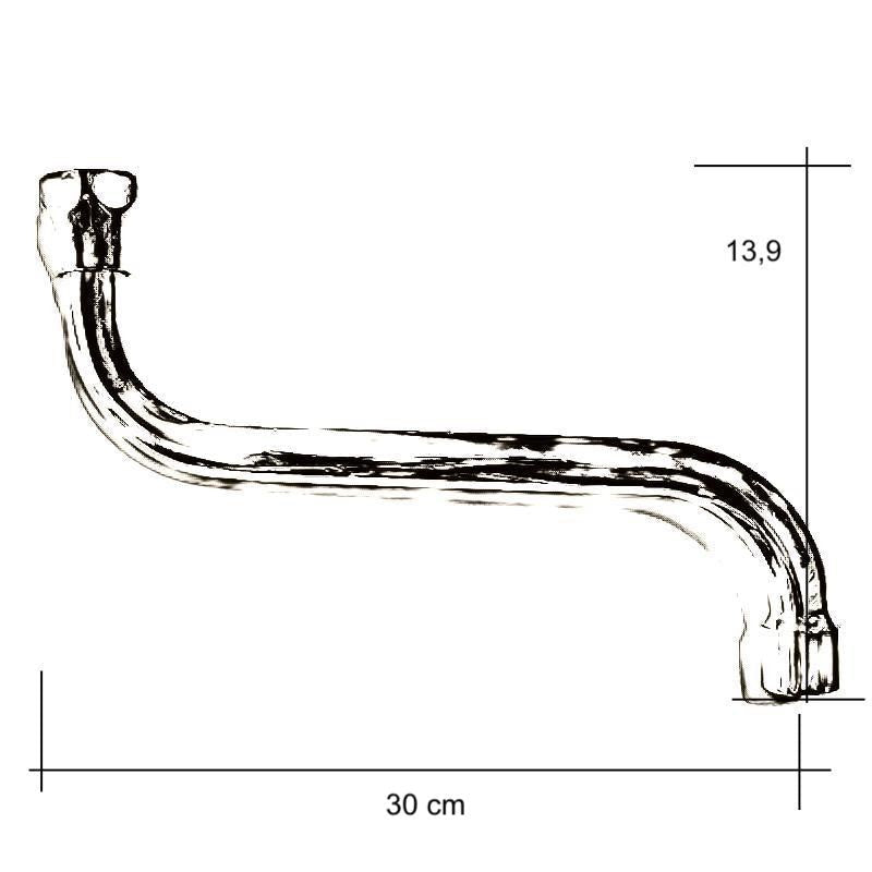 Becco canna universale per rubinetto lavello, lunga 30 cm