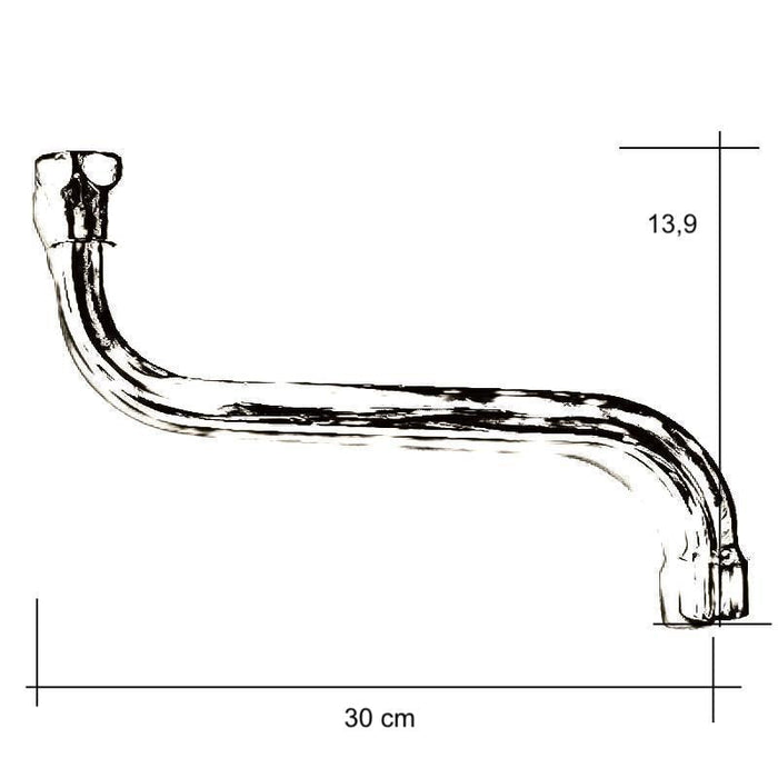 Becco canna universale per rubinetto lavello, lunga 30 cm