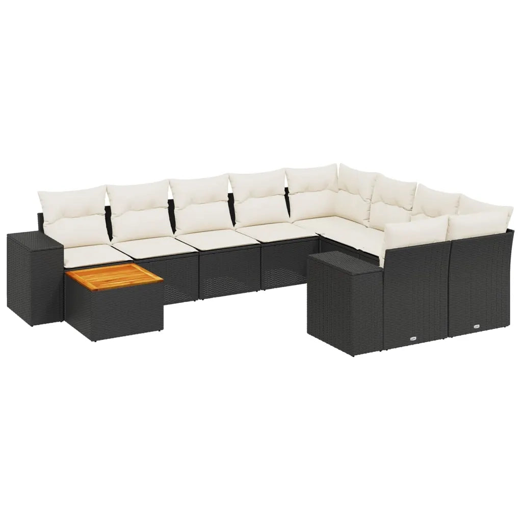 Set Divani da Giardino 10pz con Cuscini in Polyrattan Nero 3257939