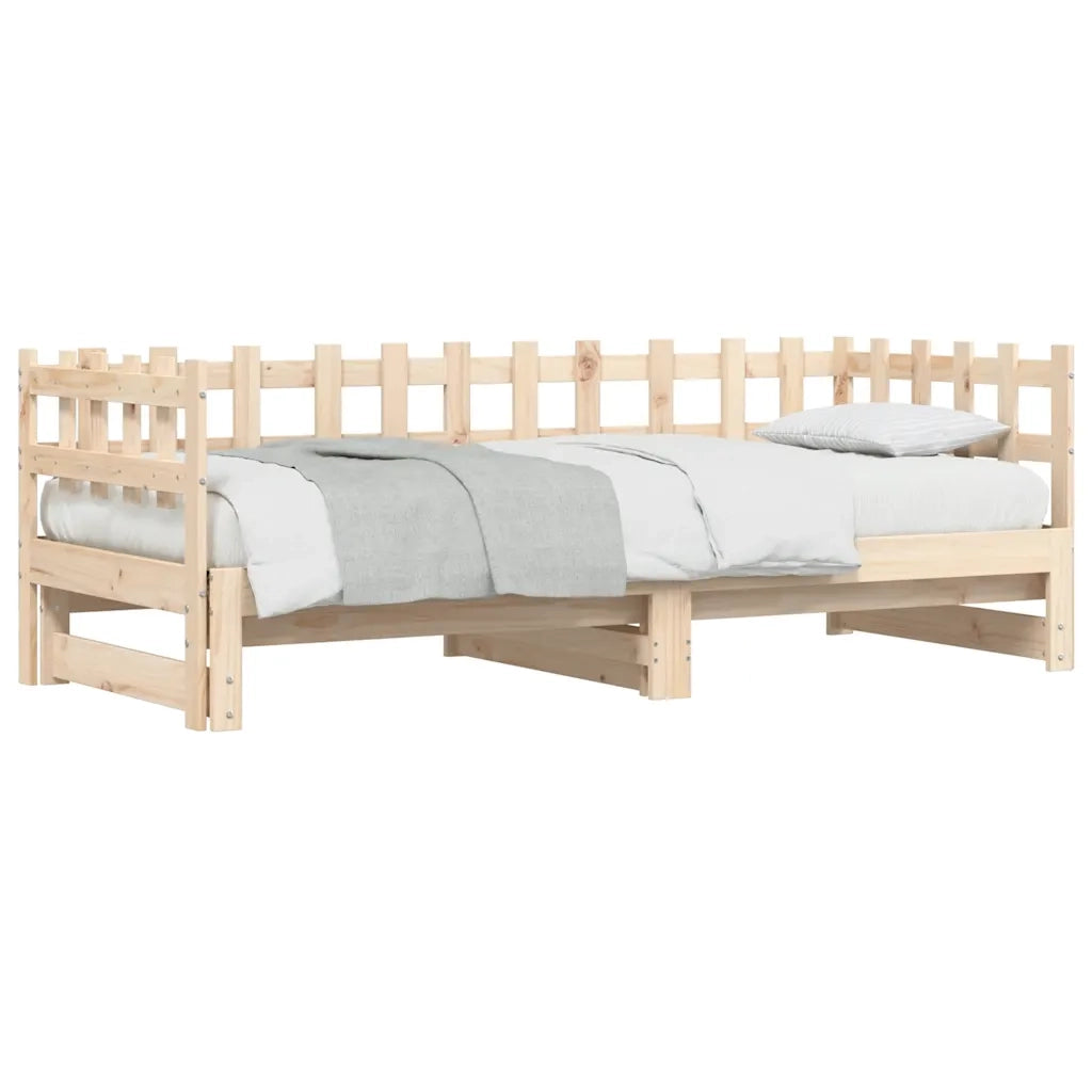 Letto singolo | Letto per adulti | Dormeuse Estraibile 2x(90x200) cm Legno Massello di Pino