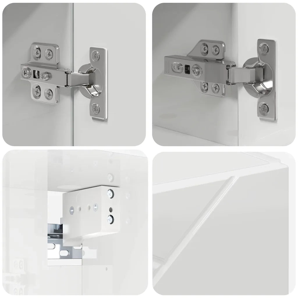Set di mobili per il bagno con cassetto 4 pcs Bianco Lucido 3392977