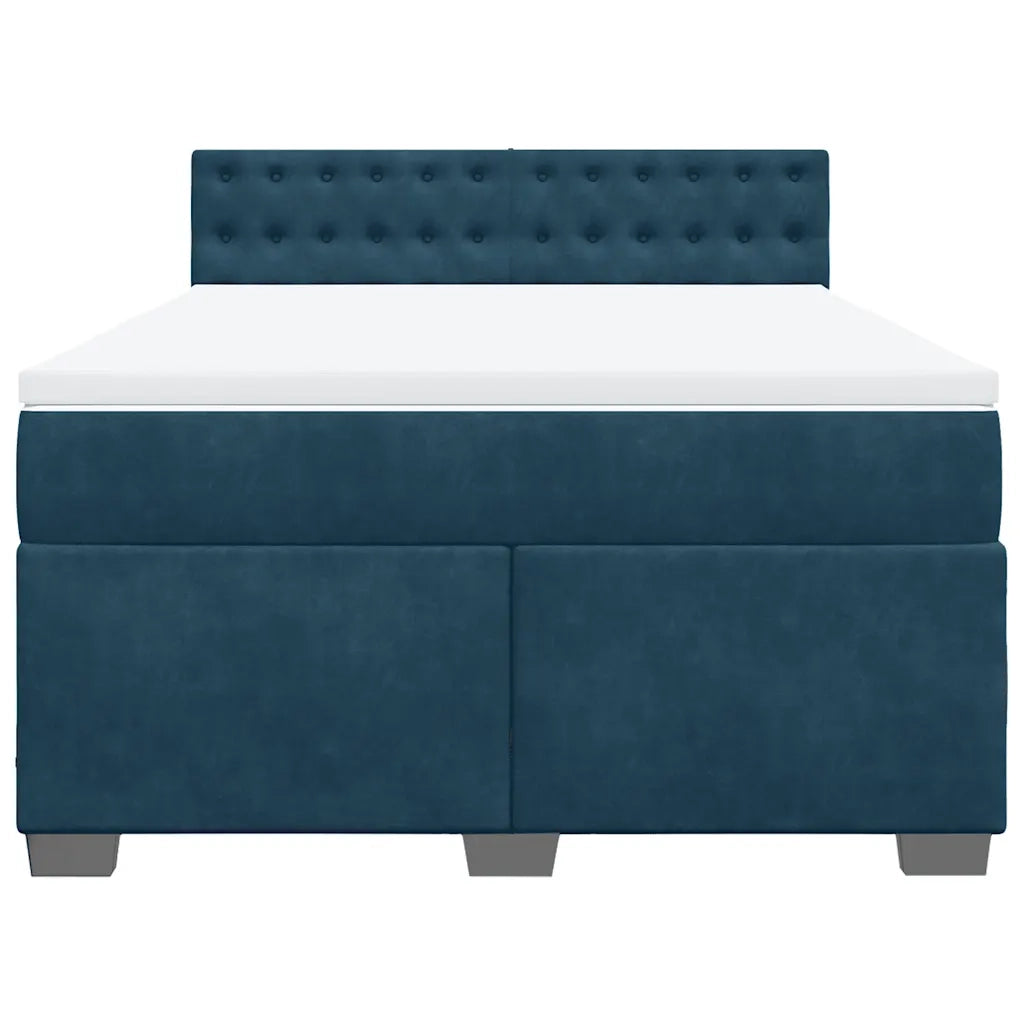 Giroletto a Molle con Materasso Blu 160x200 cm in Velluto 3286370