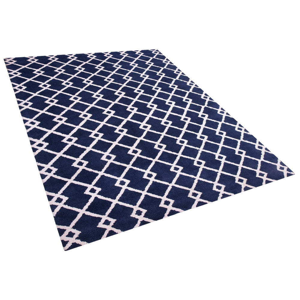 tappetino Tappeto Tessuto Blu 160 x 230 cm Geometrico Rettangolare Moderno