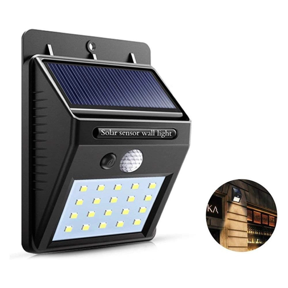 Trade Shop - 2 X Faro Solare Da Esterno Faretto Fotovoltaico + Sensore Lampada Led -
