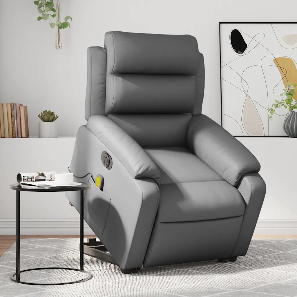 Poltrona Alzapersona Elettrica Reclinabile Grigio in Similpelle 3205066