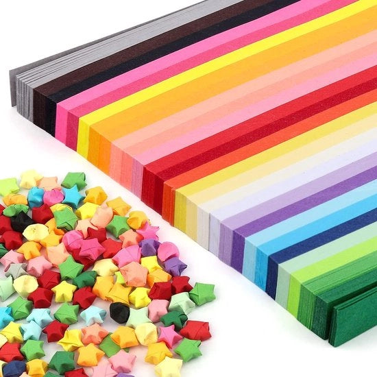 Pacchetto di Origami 540 Strisce - 27 Colori - Carta da Piegare con Stelle - Attività per Bambini - Adatta per la Scuola - Colori Vibranti - Carta per Attività