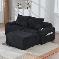 Divano modulare in velluto costato per 2 persone - Xylo - Con porta-bevande e tasca laterale