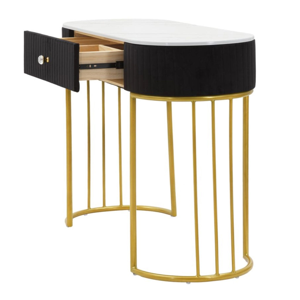 Tavolo Consolle VKH614, Nero, Legno, 100x43x74 cm
