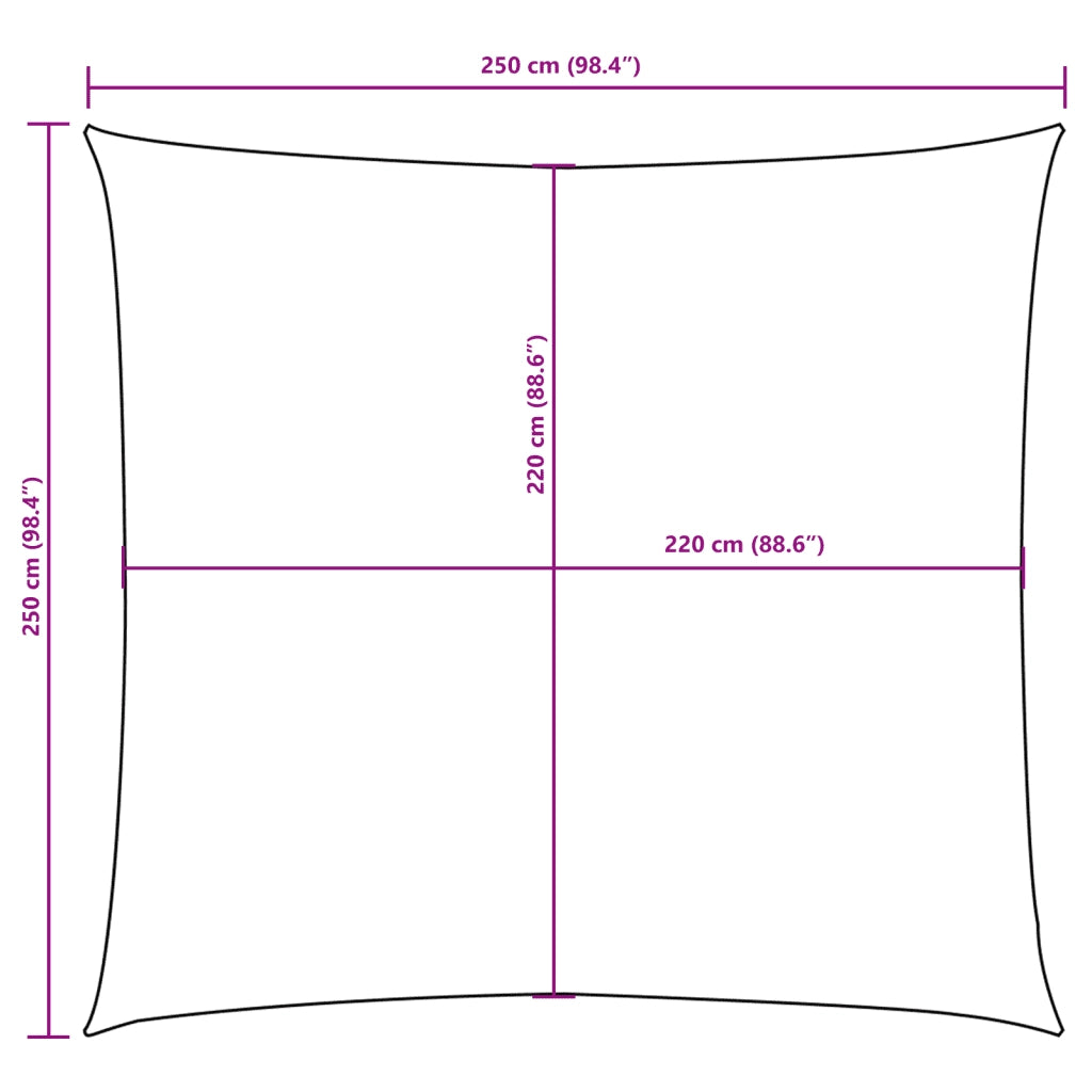 Vela Parasole in Tela Oxford Quadrata 2,5x2,5 m Nera