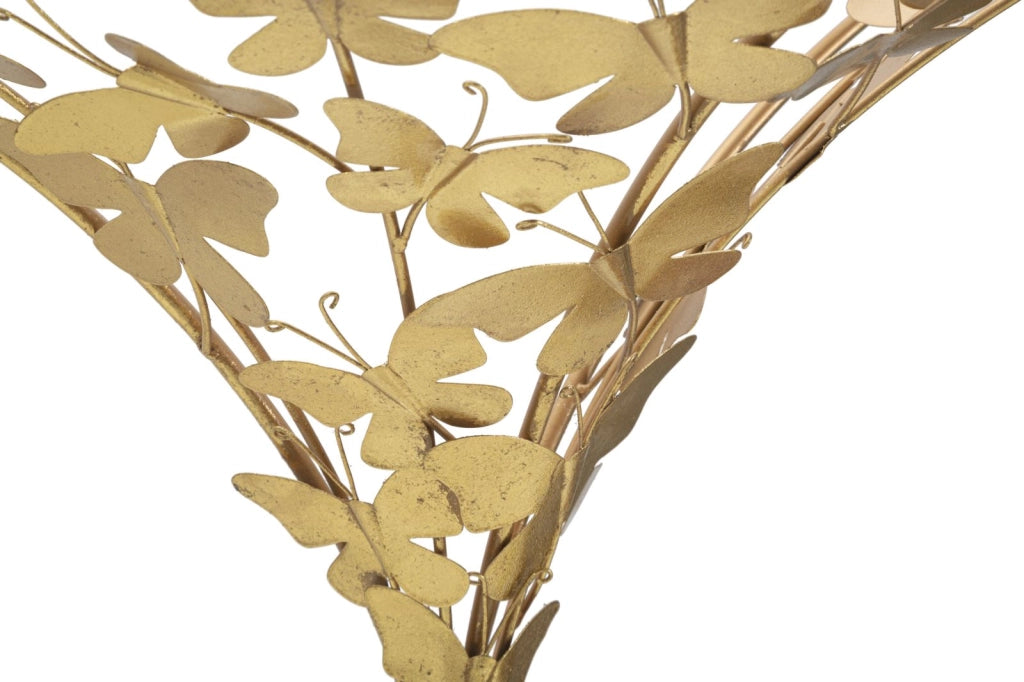 Comodino sospeso BUTTERFLIES 44,5x24,5x34,5 cm metallo dorato e piano in vetro