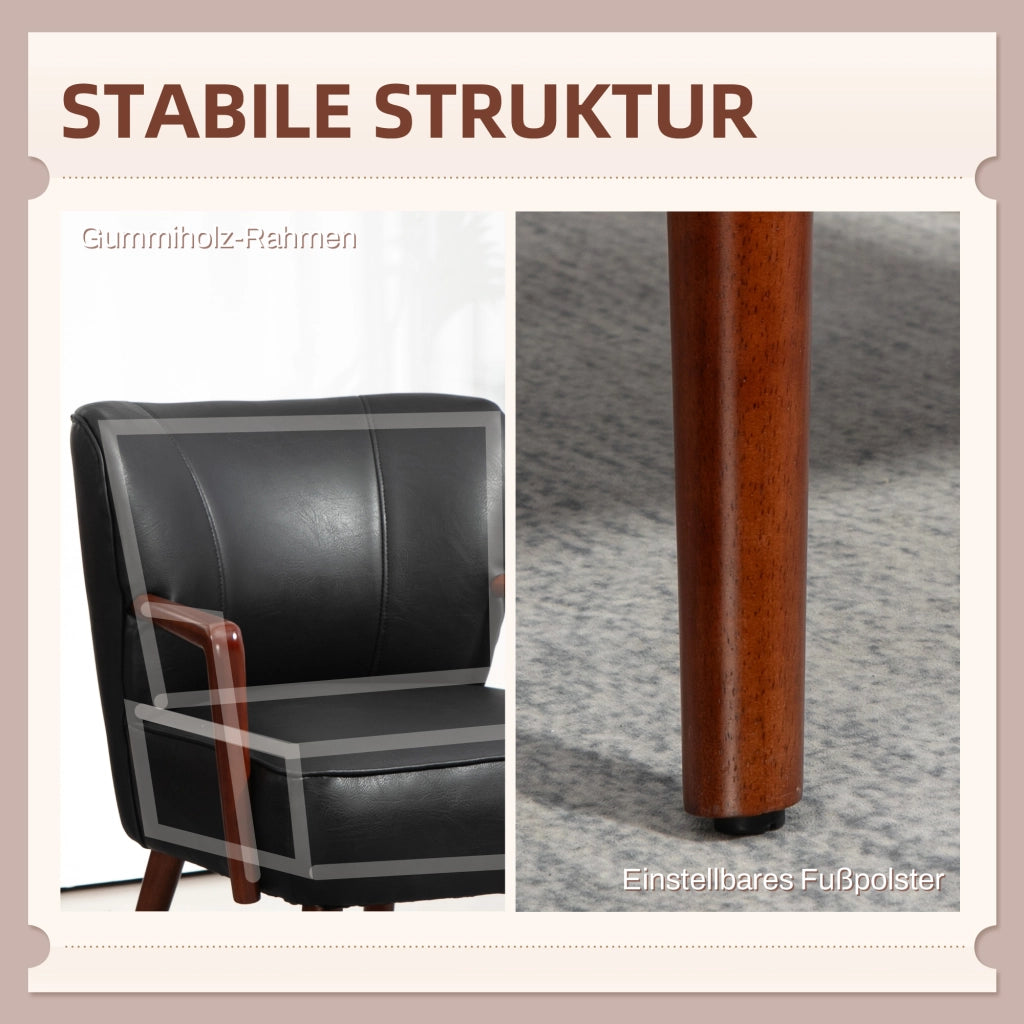 Poltrona in Similpelle ¨C Xylo ¨C Seduta Larga, Struttura Legno, Nero, 67x77x80 cm