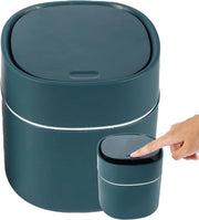Mini contenitore per rifiuti con coperchio per scrivania - ideale per piccoli spazi come scrivania, auto, snack, cosmetici e cucina - blu, elettrodomestico da 0,5 litri