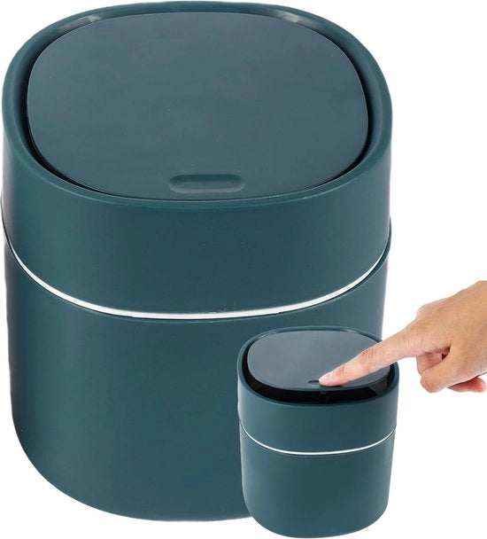Mini contenitore per rifiuti con coperchio per scrivania - ideale per piccoli spazi come scrivania, auto, snack, cosmetici e cucina - blu, elettrodomestico da 0,5 litri