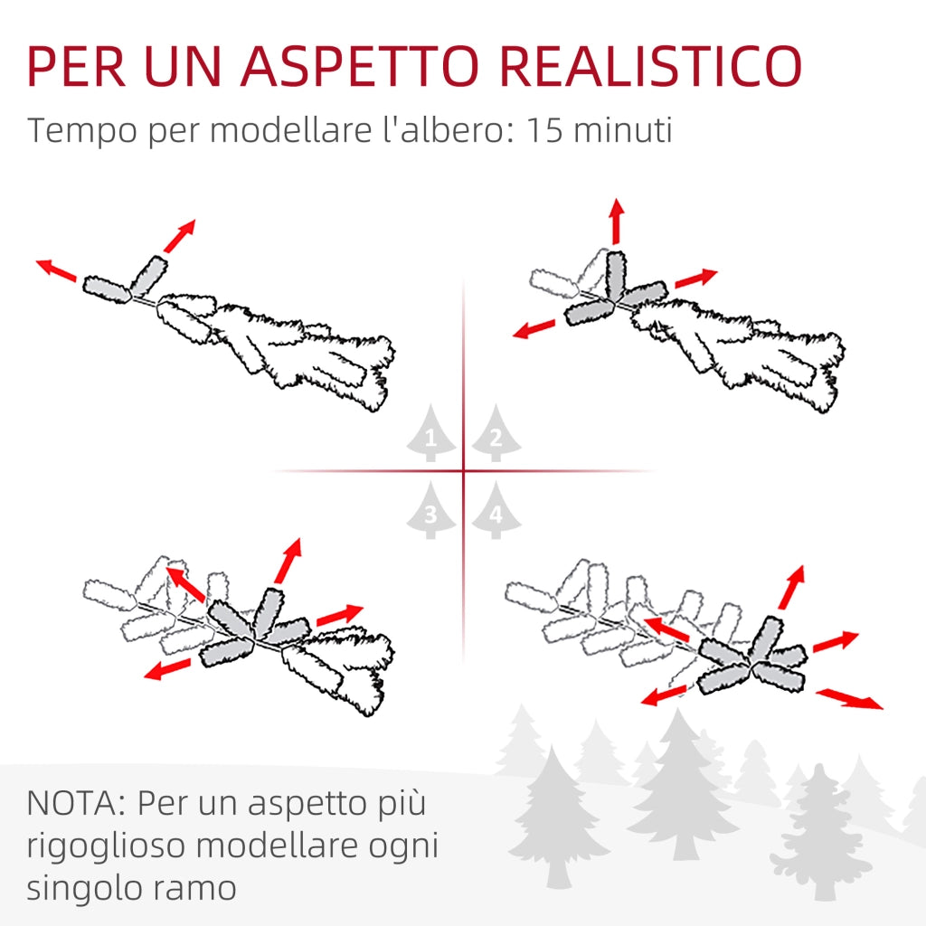Albero di Natale Innevato ¨C zephmum ¨C Verde, Plastica e Metallo, 329 Rami, Luci LED, ?52x180 cm