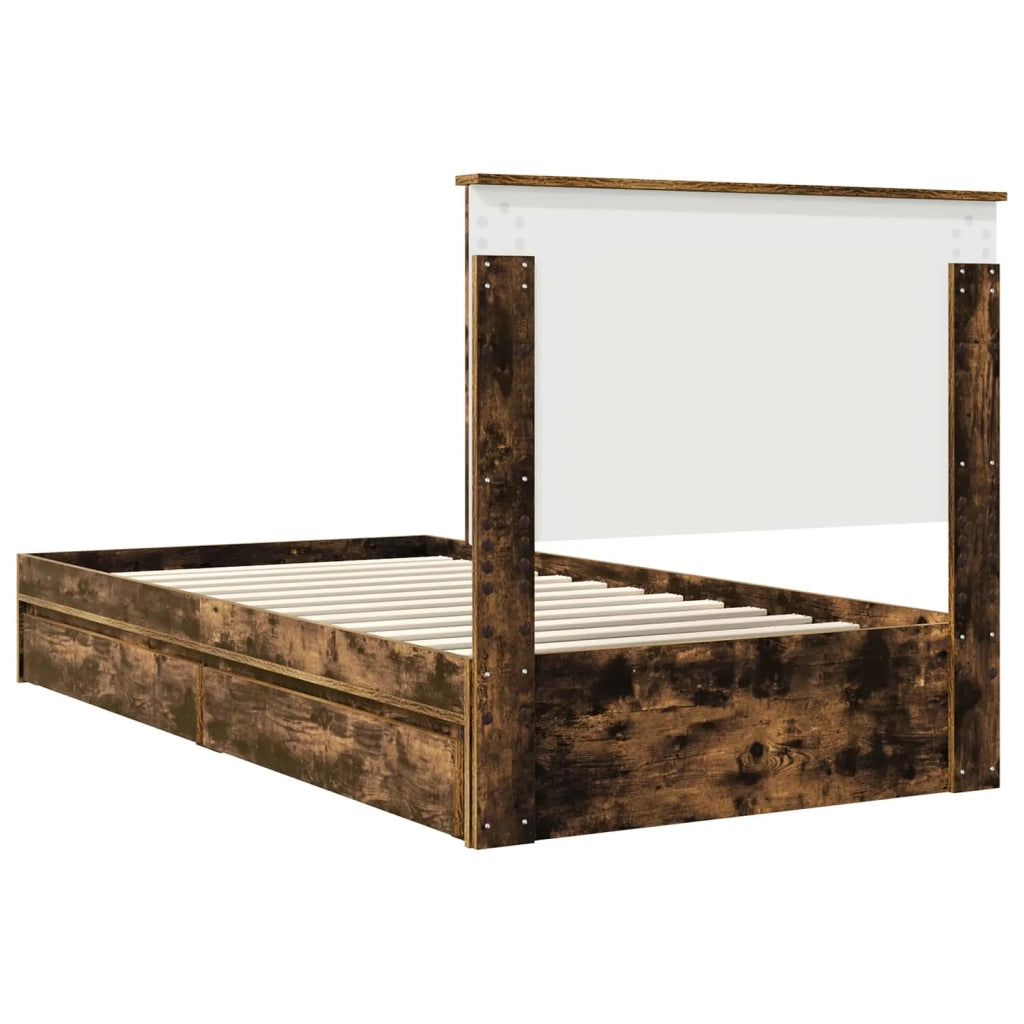 Letto con Contenitore con testiera Rovere fumé 100 x 200 cm