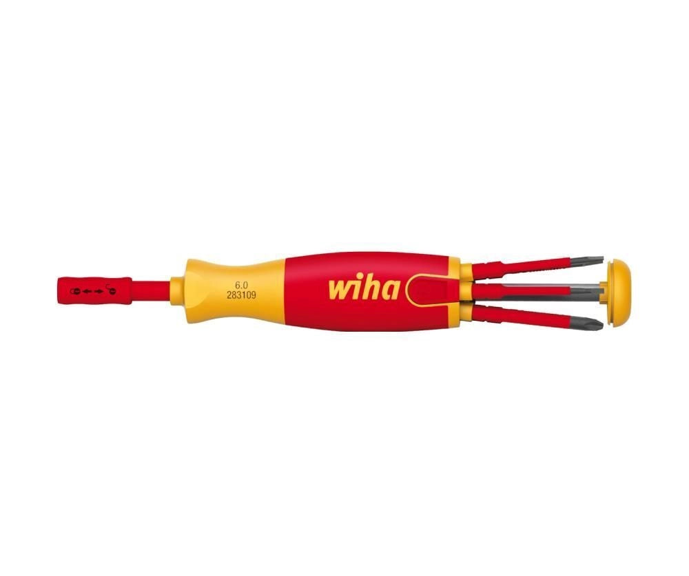 Wiha SB283109023 LiftUp electric Cacciavite con Caricatore Integrato 6 Punte slimBit VDE 1000V IEC 60900 colore Rosso-Giallo