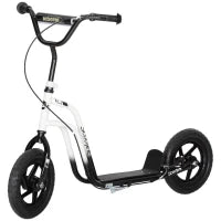 HOMCOM Monopattino per Bambini 5-12 Anni con Freno, Cavalletto e Manubrio Regolabile, 129x52x80-88 cm, Bianco e Nero
