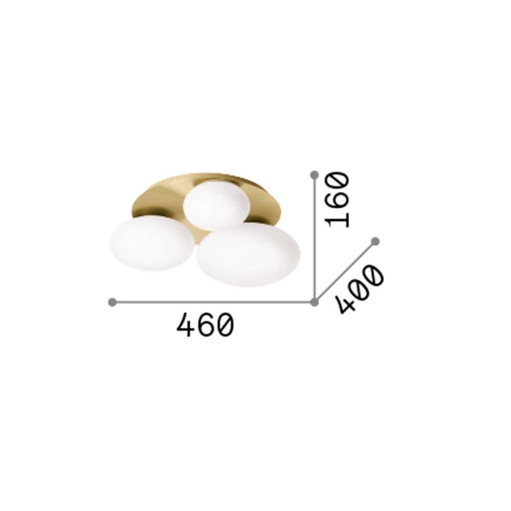 Plafoniera Contemporanea Ninfea Metallo Ottone 3 Luci Gx53 9W 3000K Luce Calda