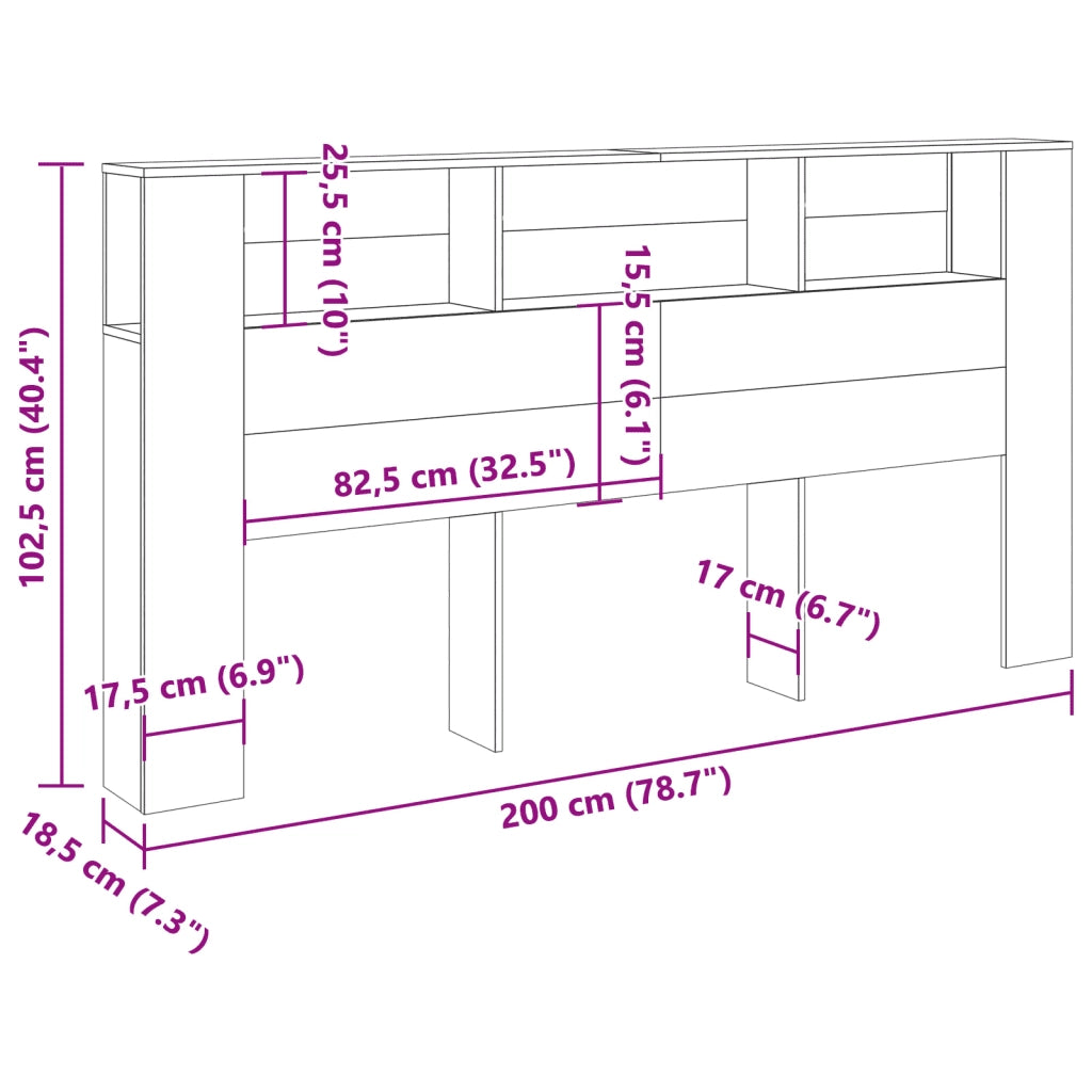 Testiera Contenitore-Testata contenitore Legno Antico 200x18,5x102,5cm Truciolato