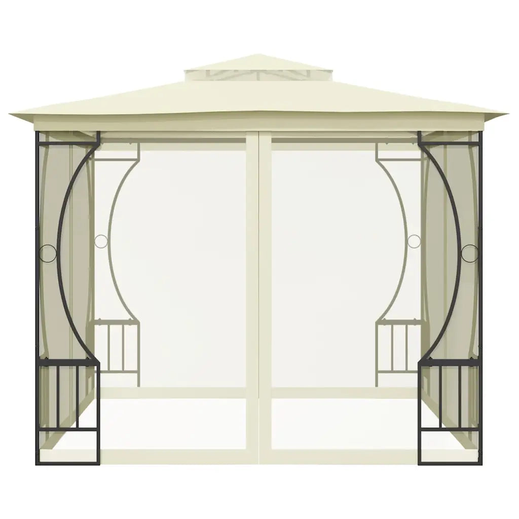 Gazebo con Rete 300x300x265 cm Crema