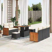 Set Divano da Giardino 10 pcs Nero e Crema polyrattan 3365200
