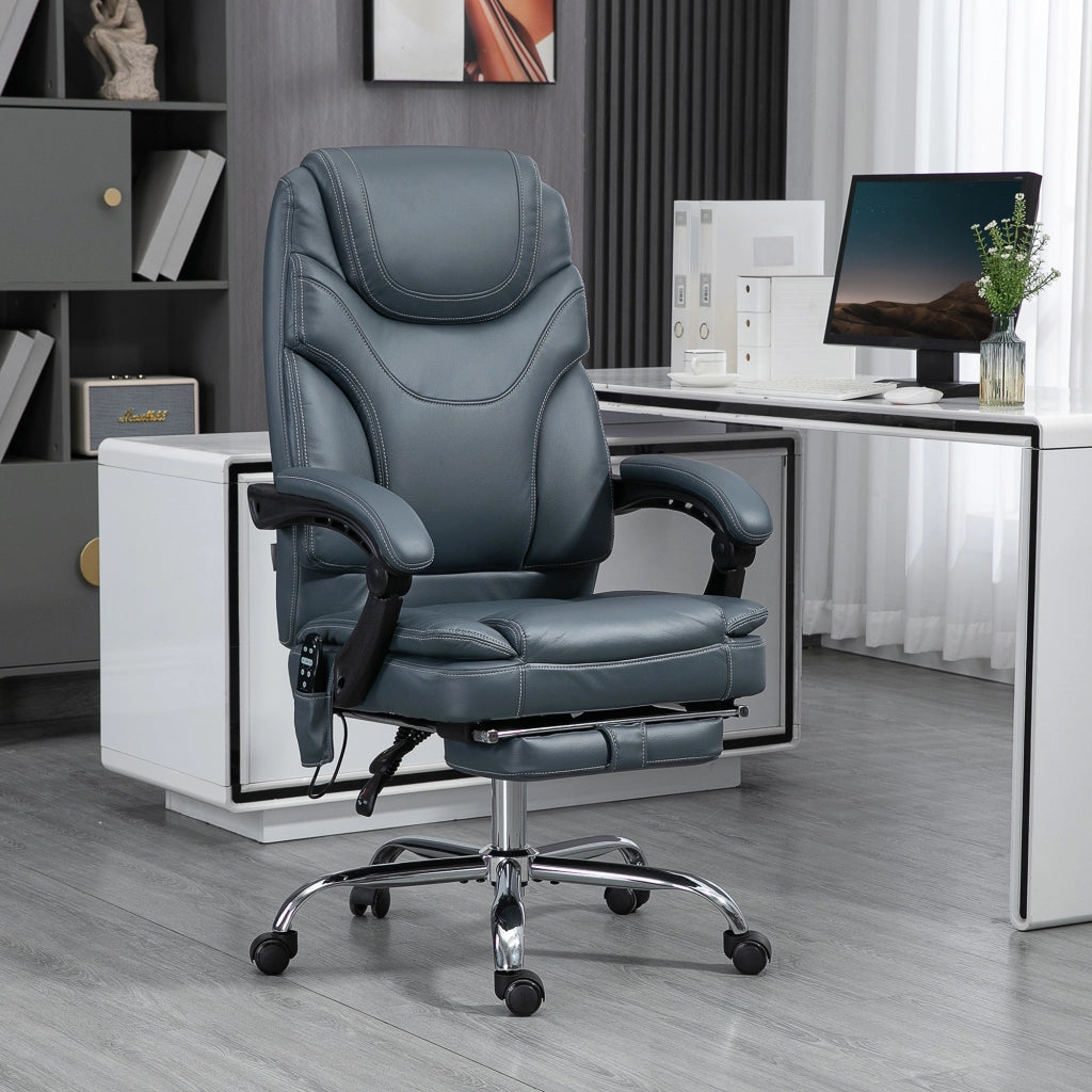 Sedia da Ufficio con Schienale e Braccioli ¨C Zephmum ¨C Pelle PU Grigio 67x67x113-121 cm