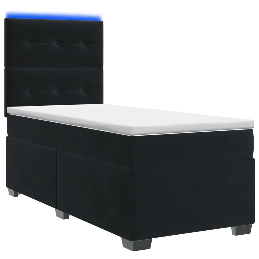 Letto box spring con materasso Nero 90 x 200 cm Velluto 3455032