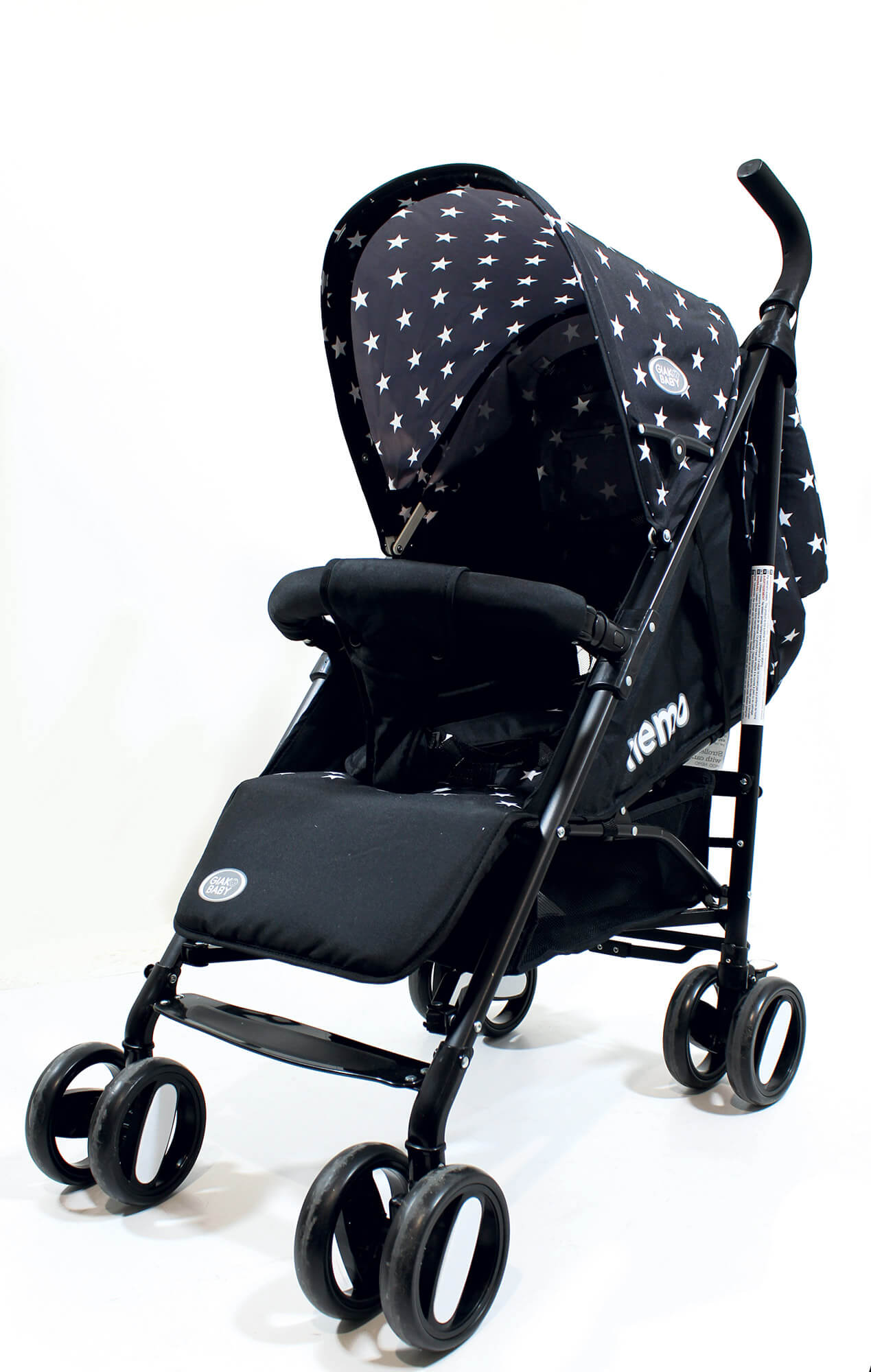 Passeggino Leggero per Bambini Pieghevole con Borsa Nemo Nero con Stelle